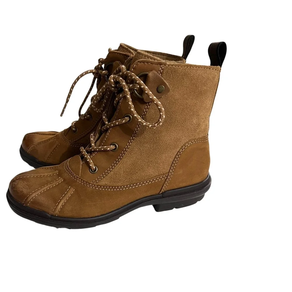 UGG Hapsburg Waterproof Leather Suede Duck Boots Chestnut Brown 1120785 Womens 6